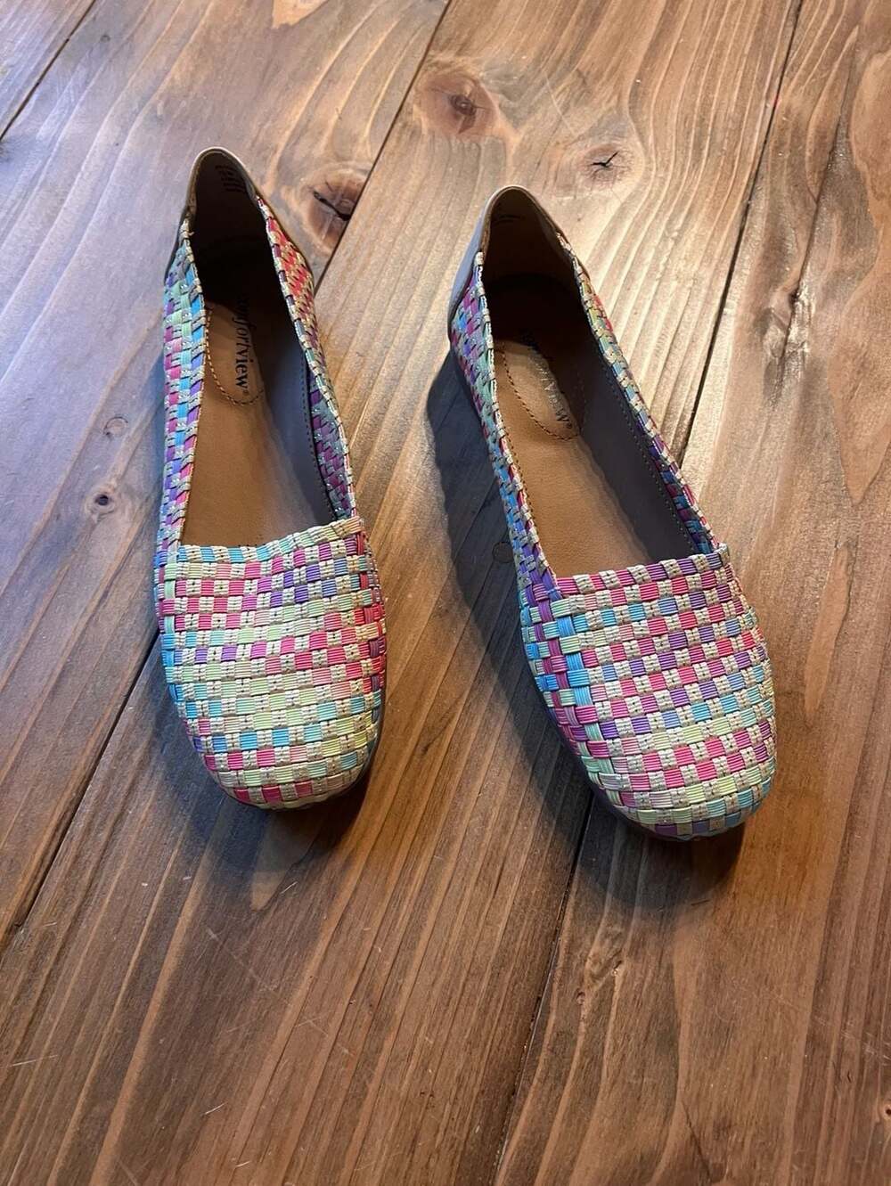 Comfortview Pastel Multi-Color Woven Slip-On Flats Size 7.5